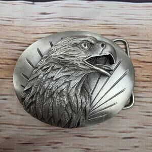 Vintage 1987 Siskiyou Buckle Co Bald Eagle Belt Buckle USA American Bird Steel